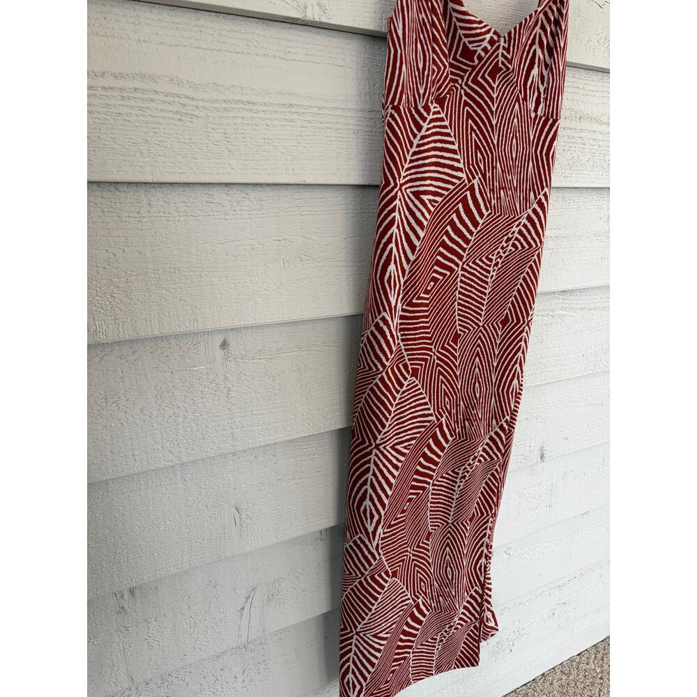 Windsor Red White Geometric Print Midi Dress Size M Spaghetti Strap Slip Dress - Picture 7 of 7